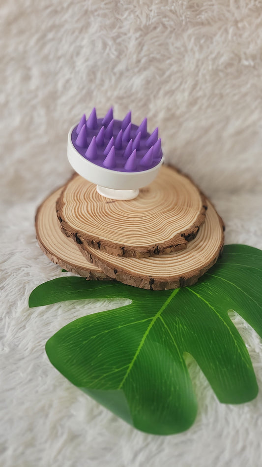 Cepillo de masaje de silicona suave, 1pc masajeador de cabeza Manual morado uso de baño masajeador de cuero cabelludo
